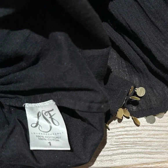 Loveshackfancy popover dress black with gold tassels - Picture 7 of 7